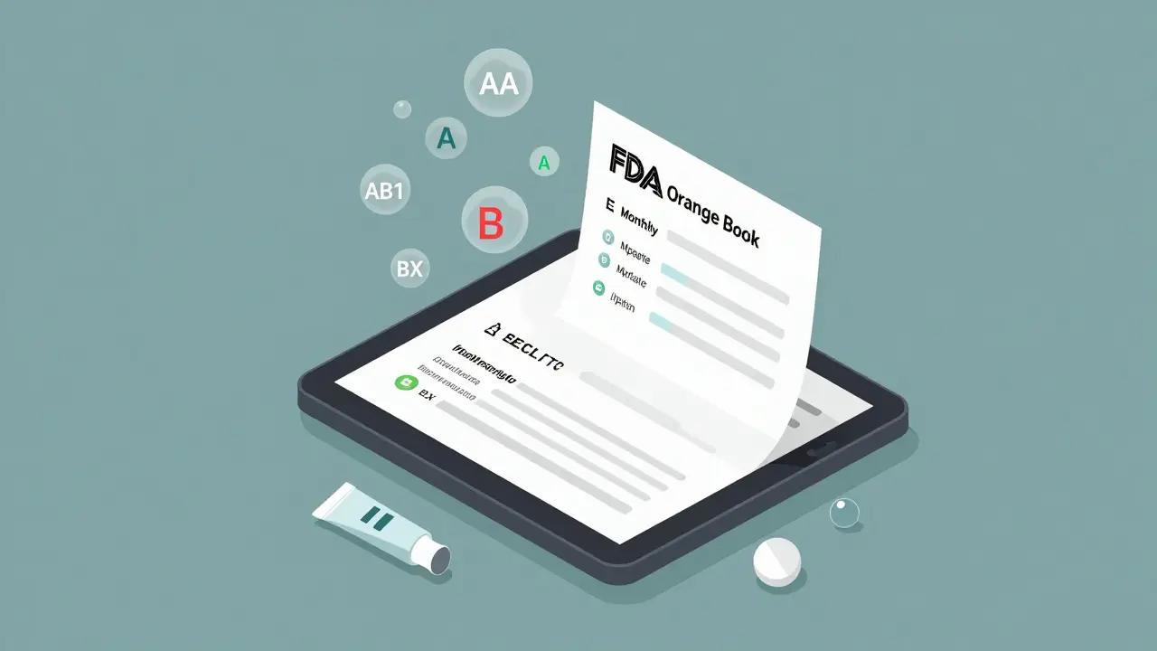 Digital Orange Book displays changing therapeutic equivalency codes.