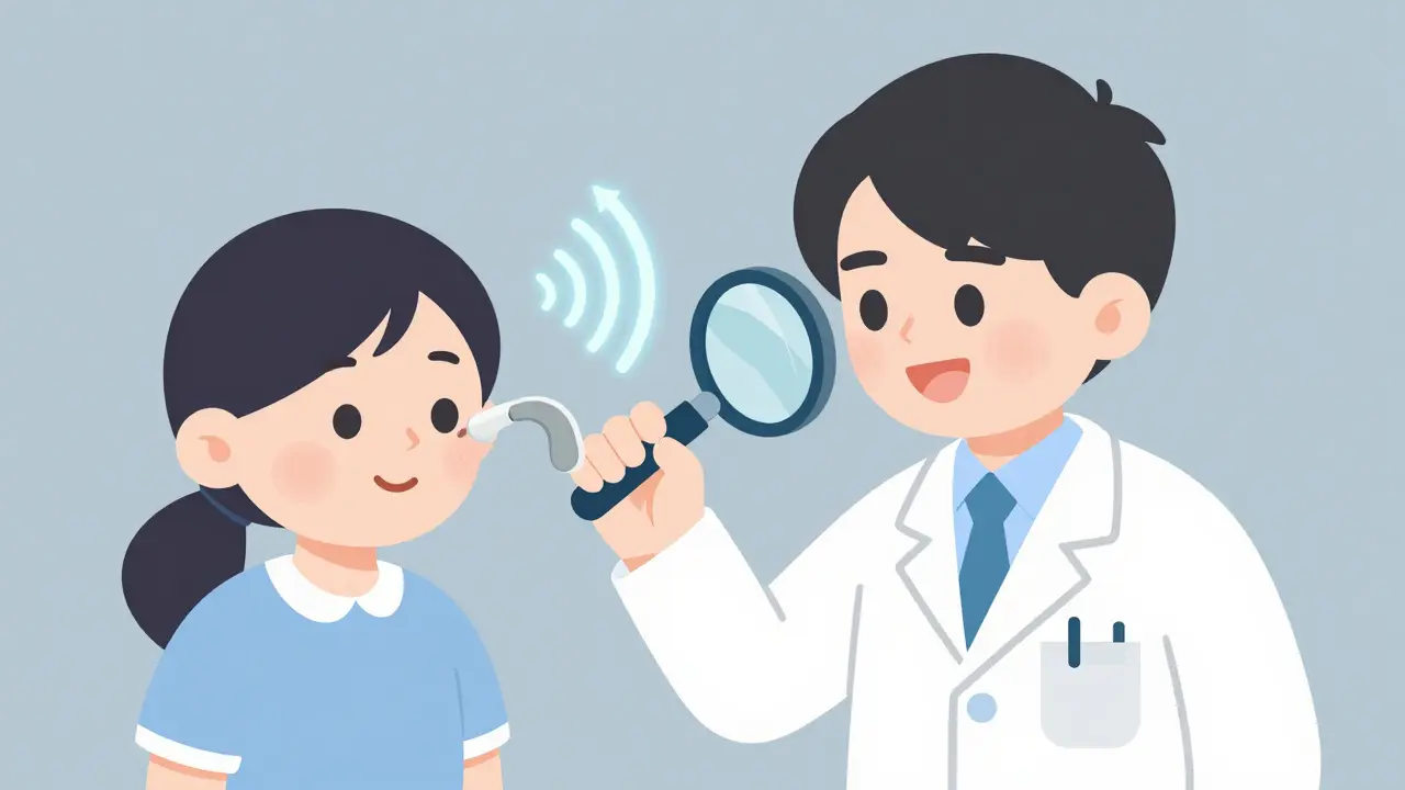 Doctor using microsuction tool to remove earwax safely.