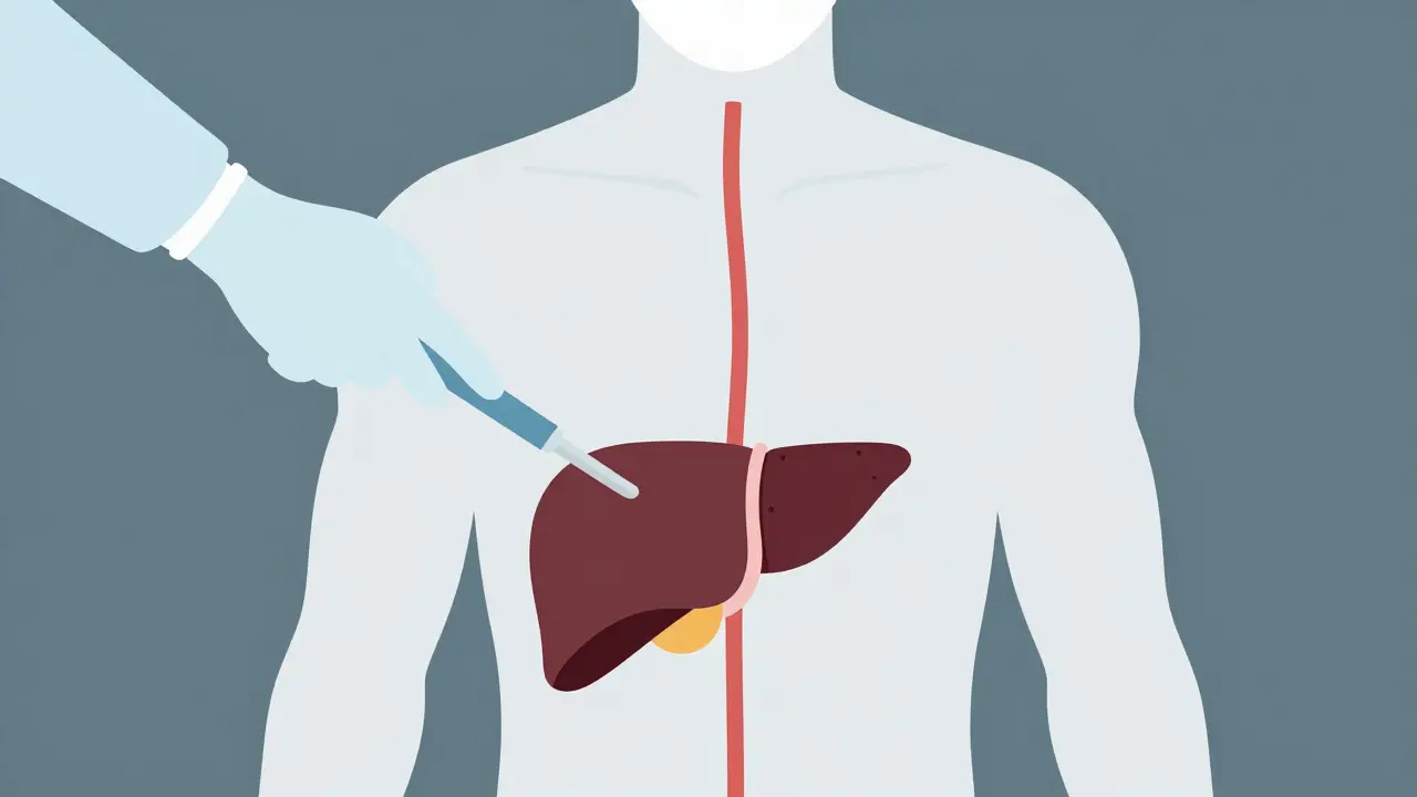 Simplified surgical scene showing liver transplant with regenerating tissue