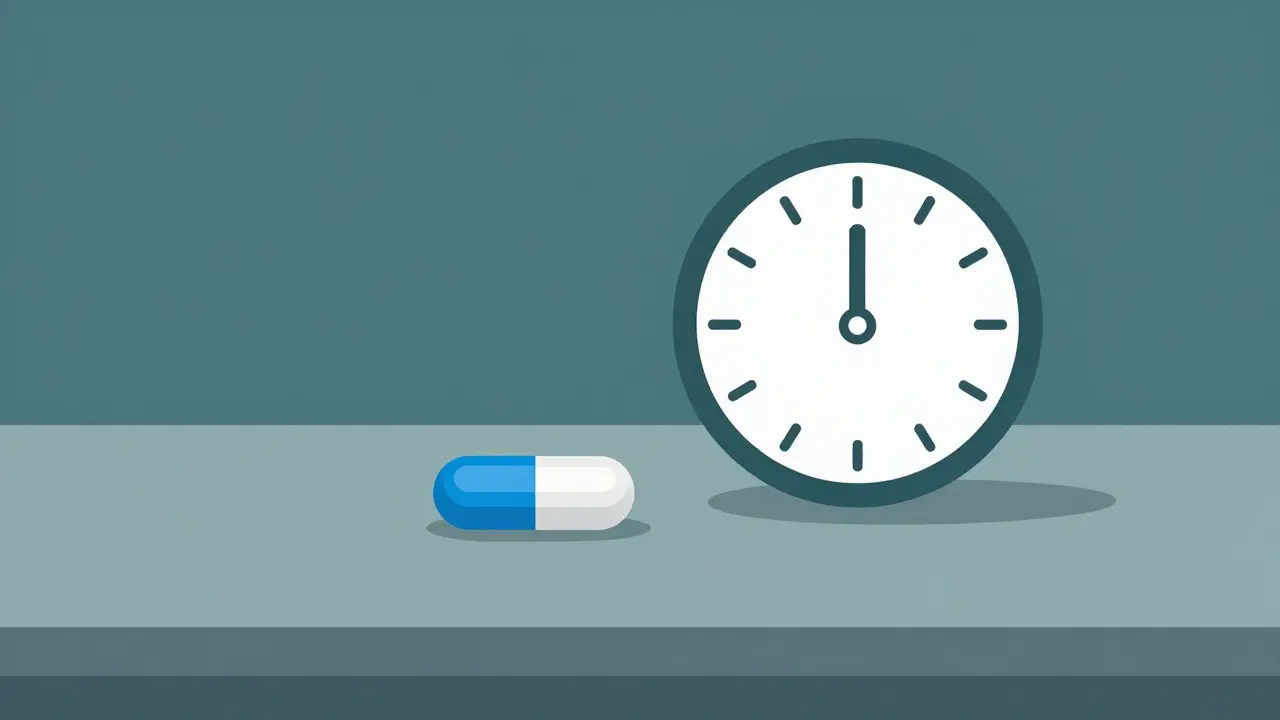 Medicine pill beside clock icon representing treatment timeline