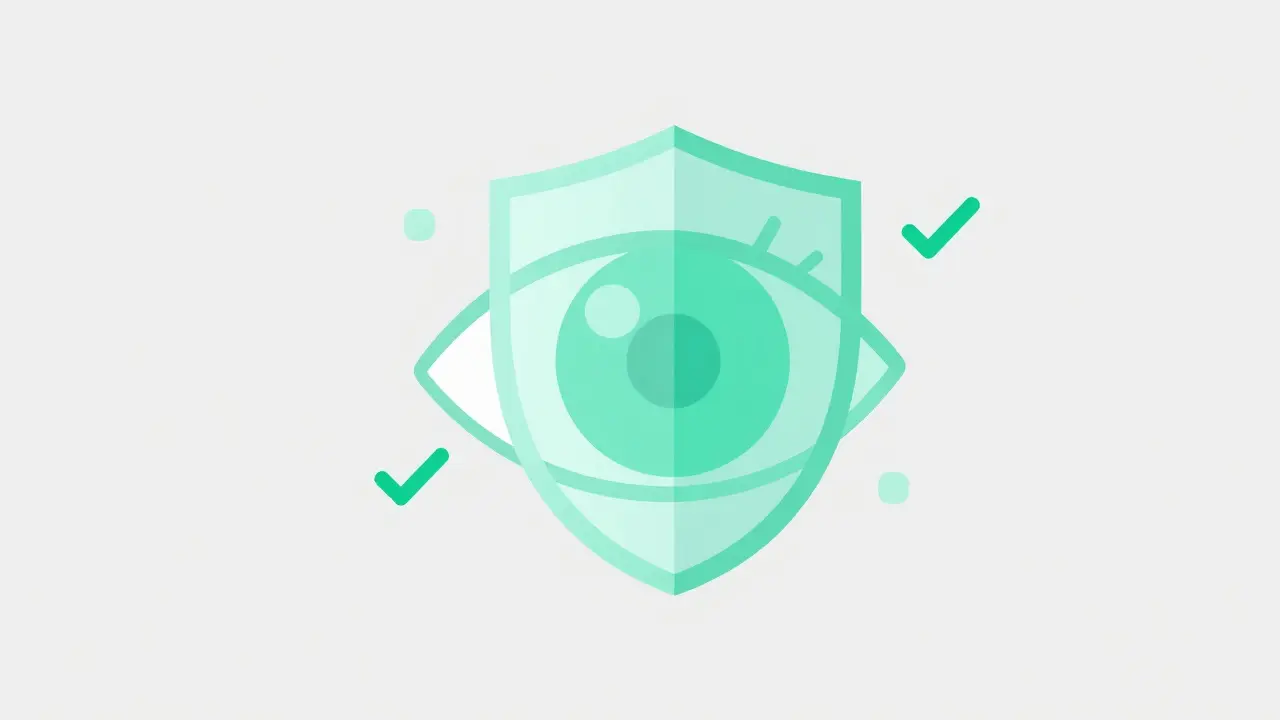 Stylized eye with shield symbol indicating safety monitoring