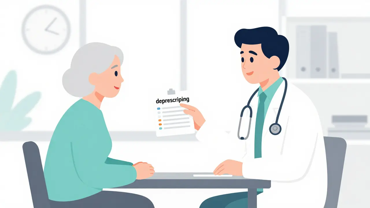 Doctor and senior patient discussing a simplified medication plan