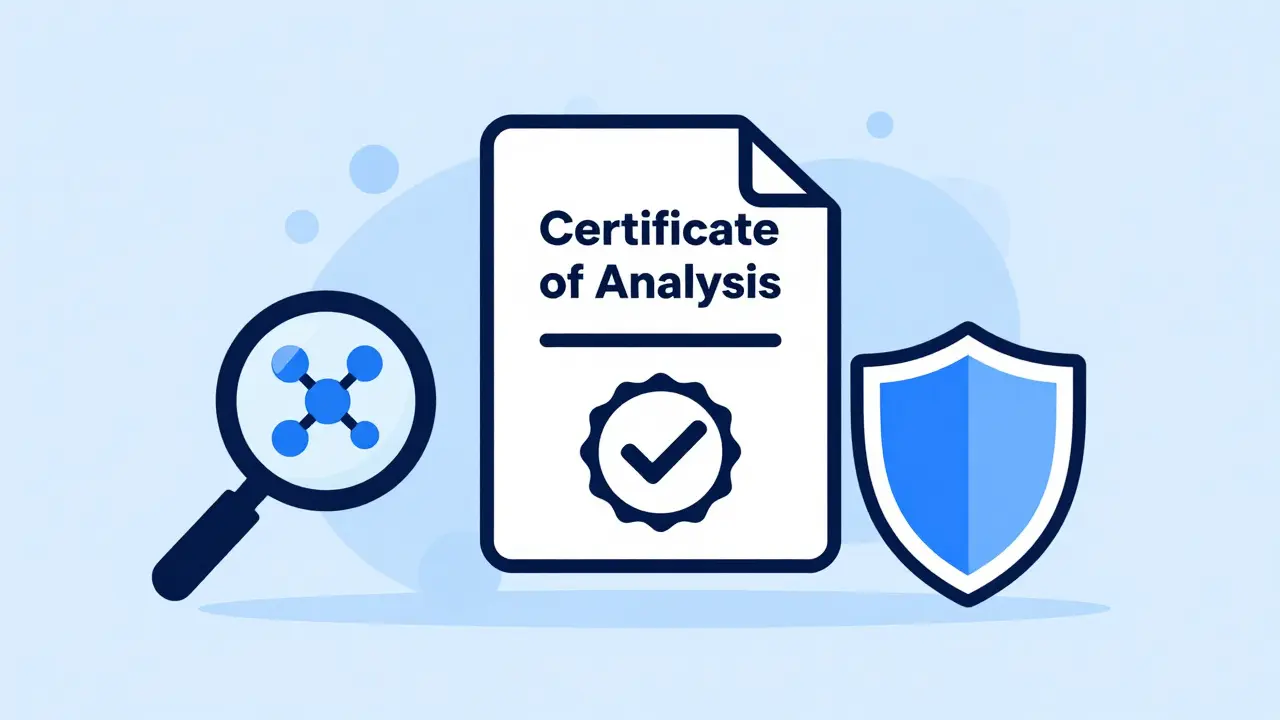 Abstract minimalist icons for certificate of analysis and quality verification