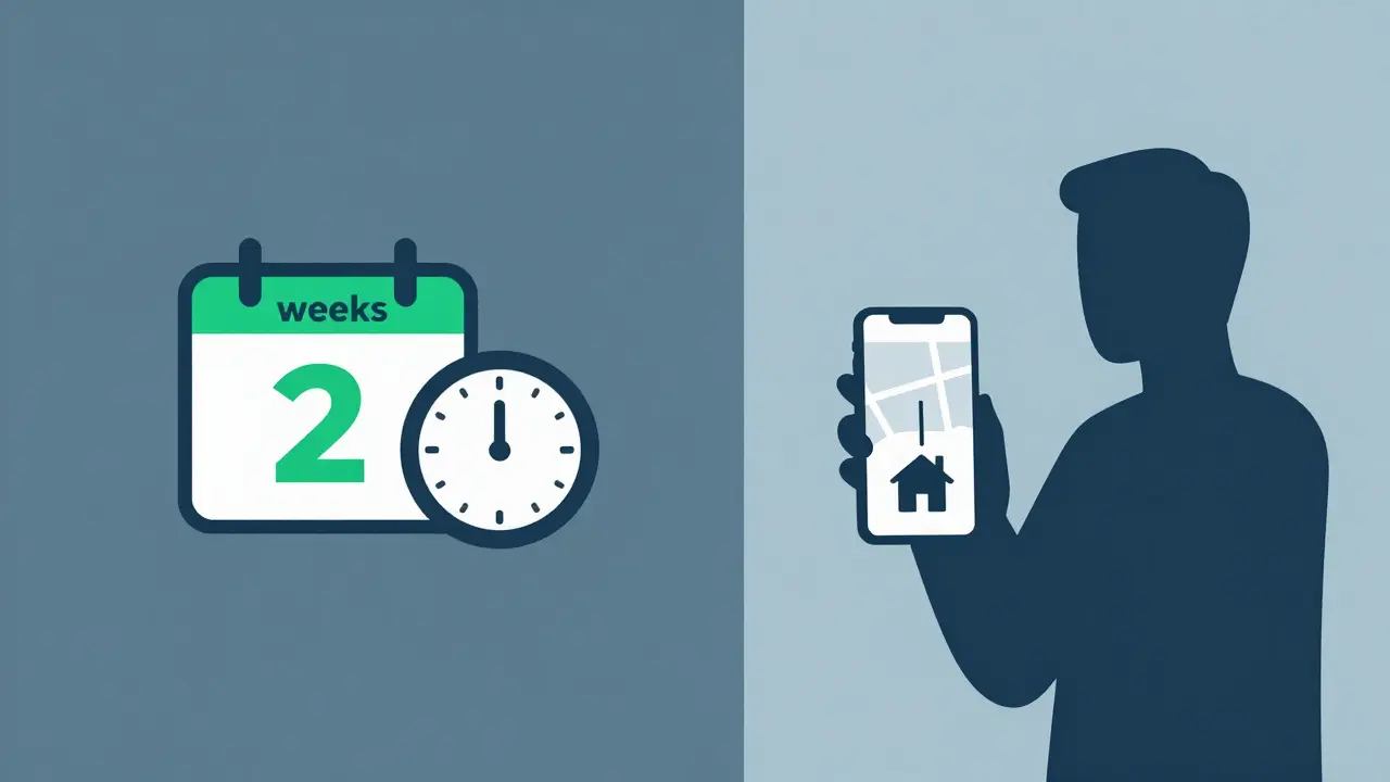 Minimalist graphic showing medication refill timing and delivery tracking